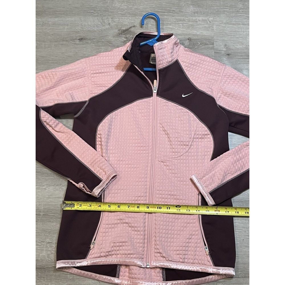Nike FIT THERMA Track Training Full‎ Zip Mock Neck Jacket Womens M PINK Burgundy - Picture 5 of 8